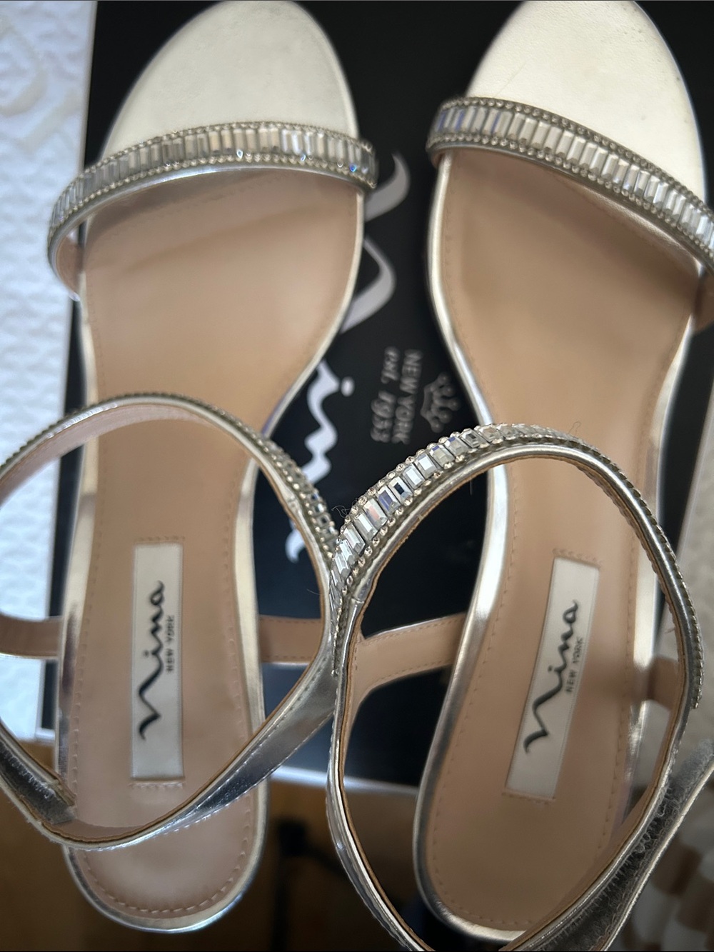 Nina Crystal-Strap Dress Sandals - silver